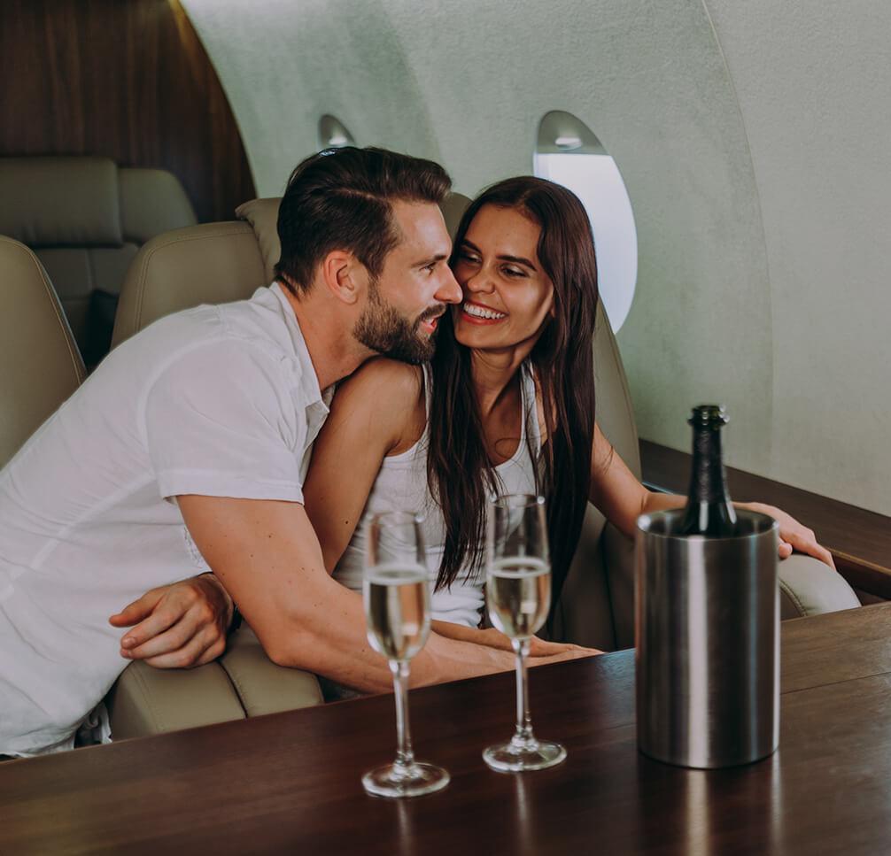 couple on private plane